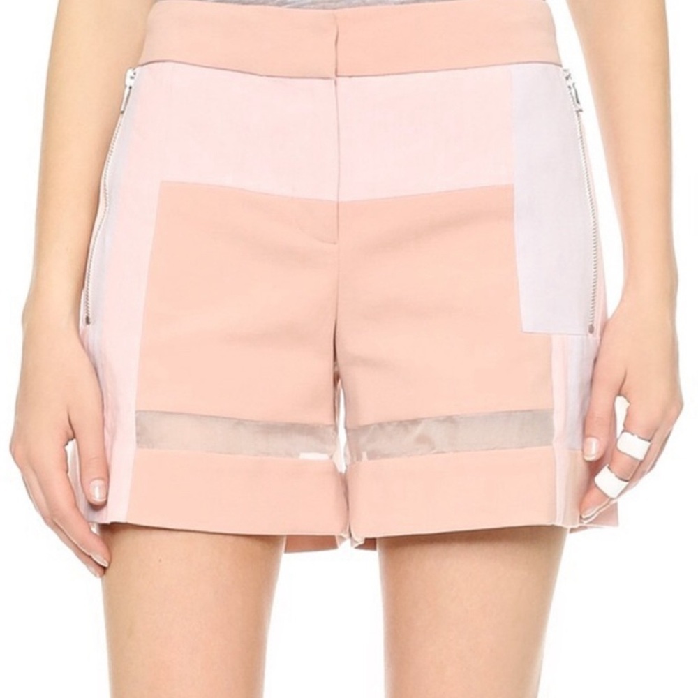 Rebecca Taylor Peach Color Block High Waist Shorts Size S